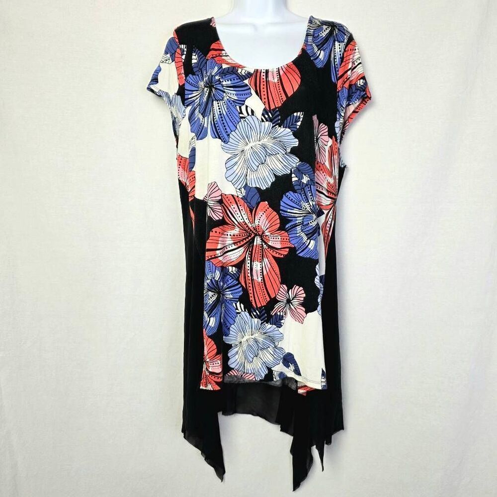Cupio Colorful Floral Print Tunic Top XL